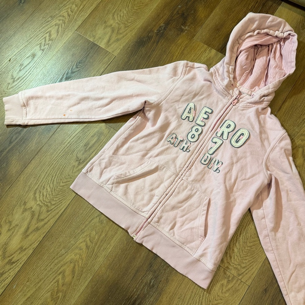 Vintage Y2K Aeropostale Hoodie Vintage Y2K Zip Up Hoodie Pink Hooded Sweater